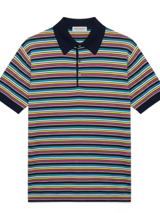 John Smedley Other - John Smedley Knit Polo Shirt Size XL Navy Multicolor Stripe Preppy